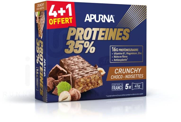 Apurna Barre protine Crunchy Choco Noisettes 4+1 offerte 