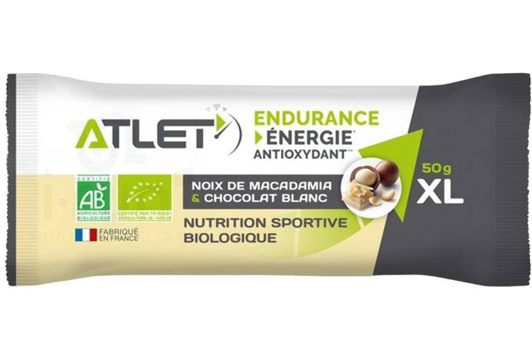 Atlet Barre nergtique Biologique 50 g Noix de macadamia et Chocolat blanc