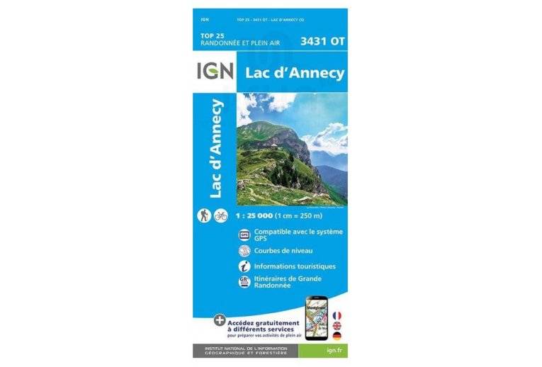 Carte IGN Lac d'Annecy 3431OT 
