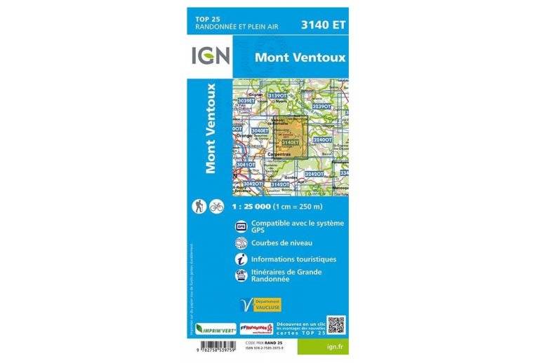 Carte IGN Mont Ventoux 3140ET 