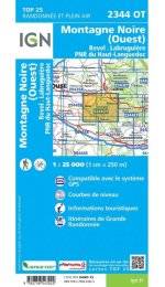 Carte IGN Montagne Noire Ouest 2344OT