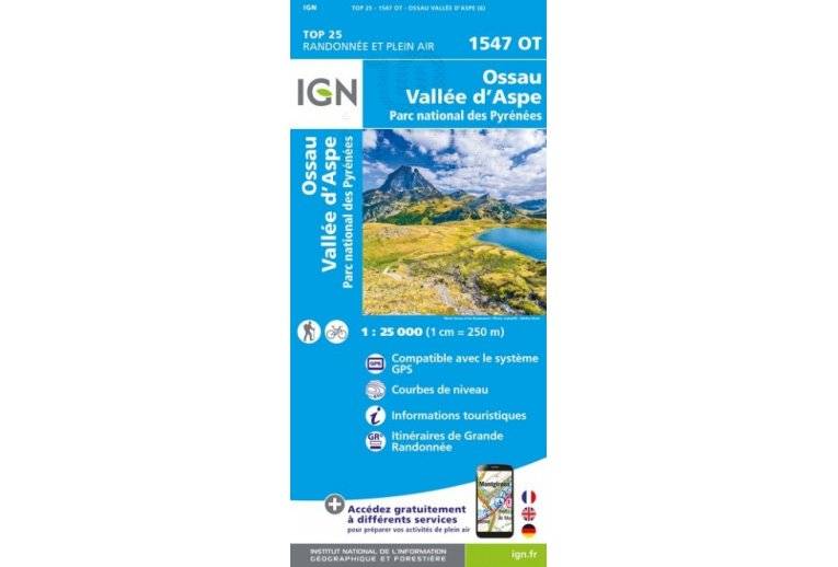 Carte IGN Ossau Valle d'Aspe 1547OT 