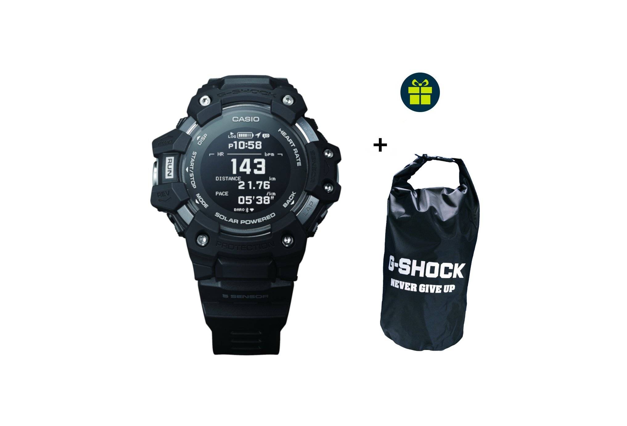 Casio G-SQUAD HR GBD-H1000-1ER et sac tanche G-Shock offert 