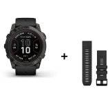 Garmin Fenix 7X Pro Sapphire Solar Titane + bracelet silicone noir