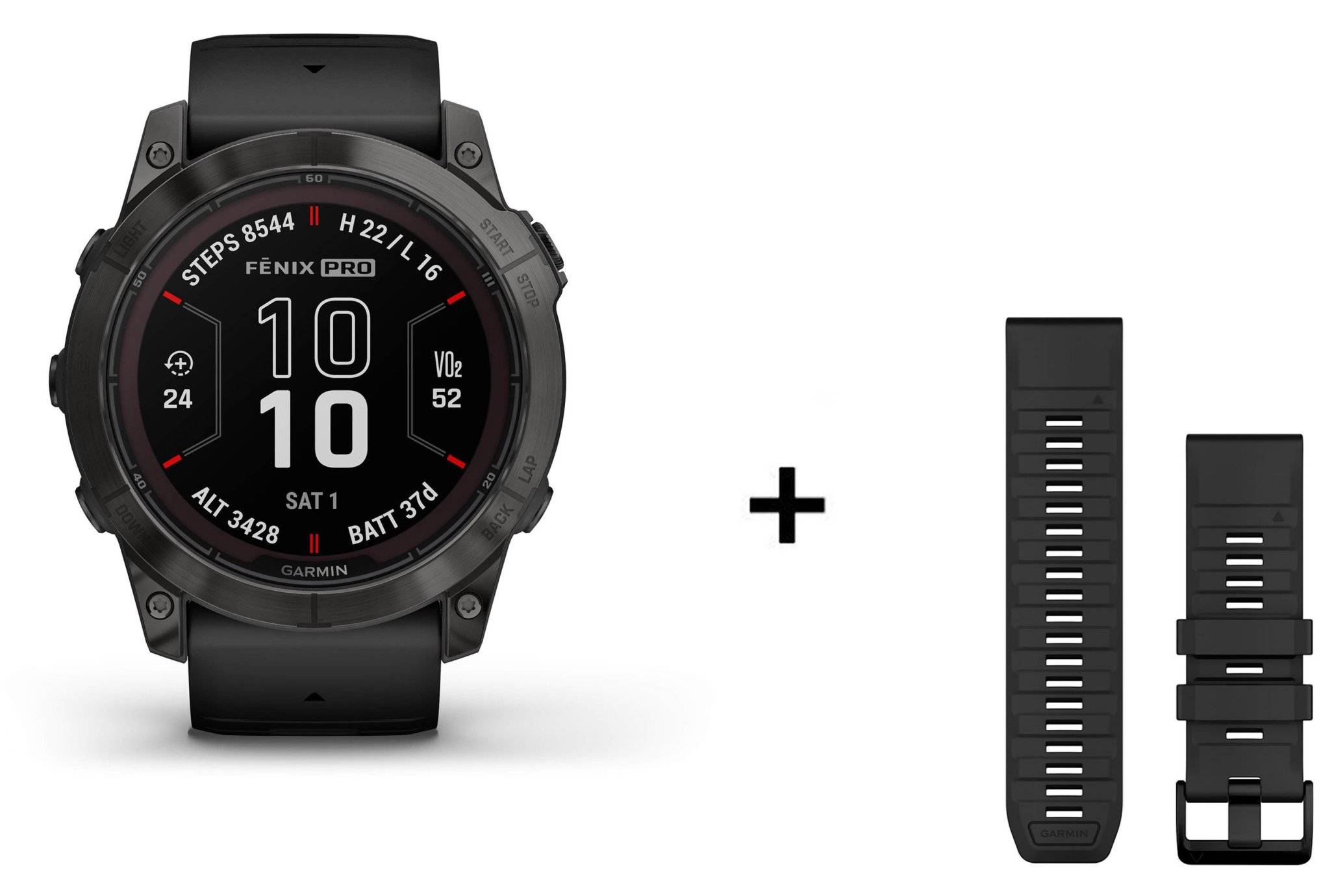 Garmin Fenix 7X Pro Sapphire Solar Titane + bracelet silicone noir