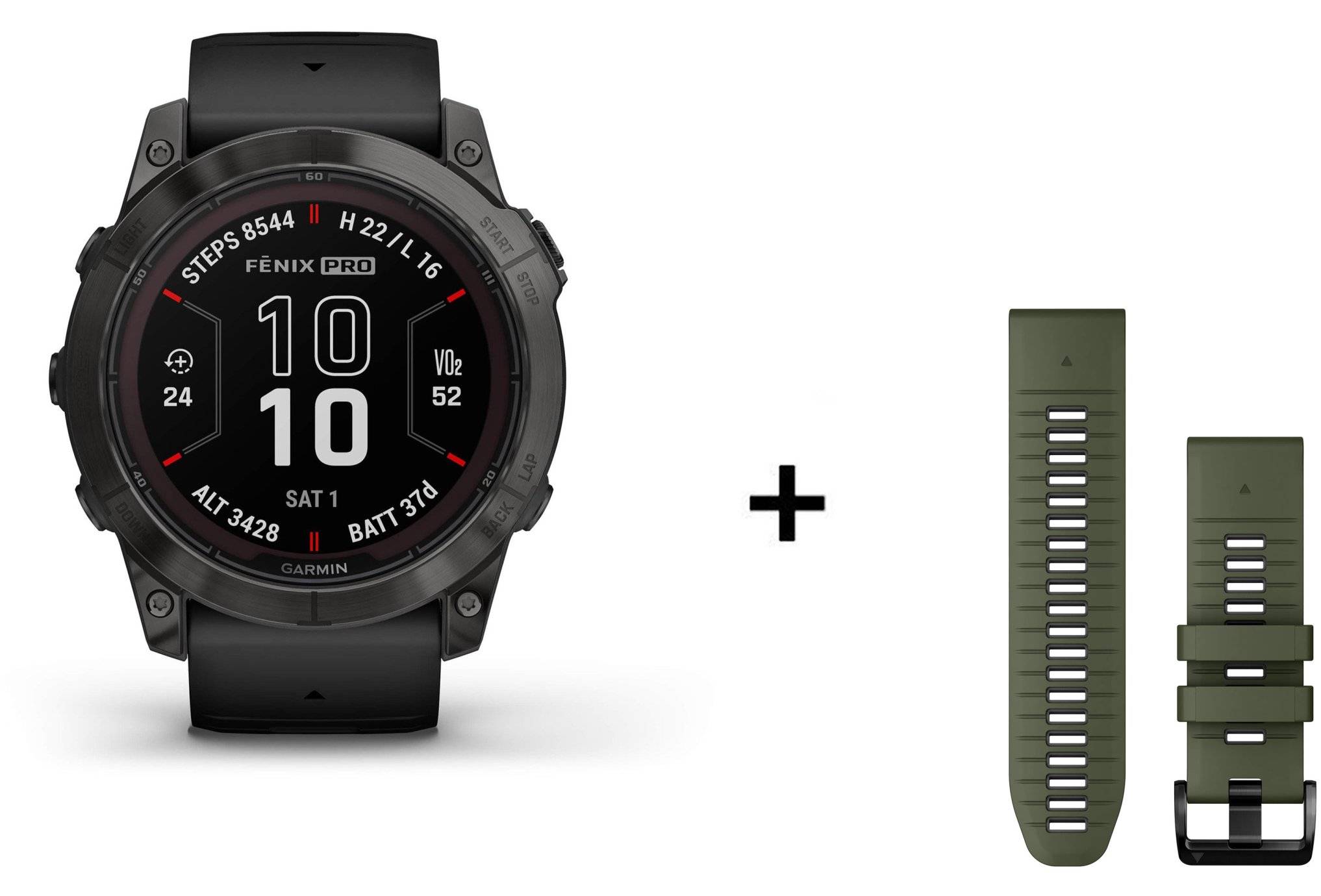 Garmin Fenix 7X Pro Sapphire Solar Titane + bracelet silicone kaki