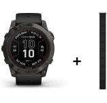 Garmin Fenix 7X Pro Sapphire Solar Titane + bracelet nylon noir