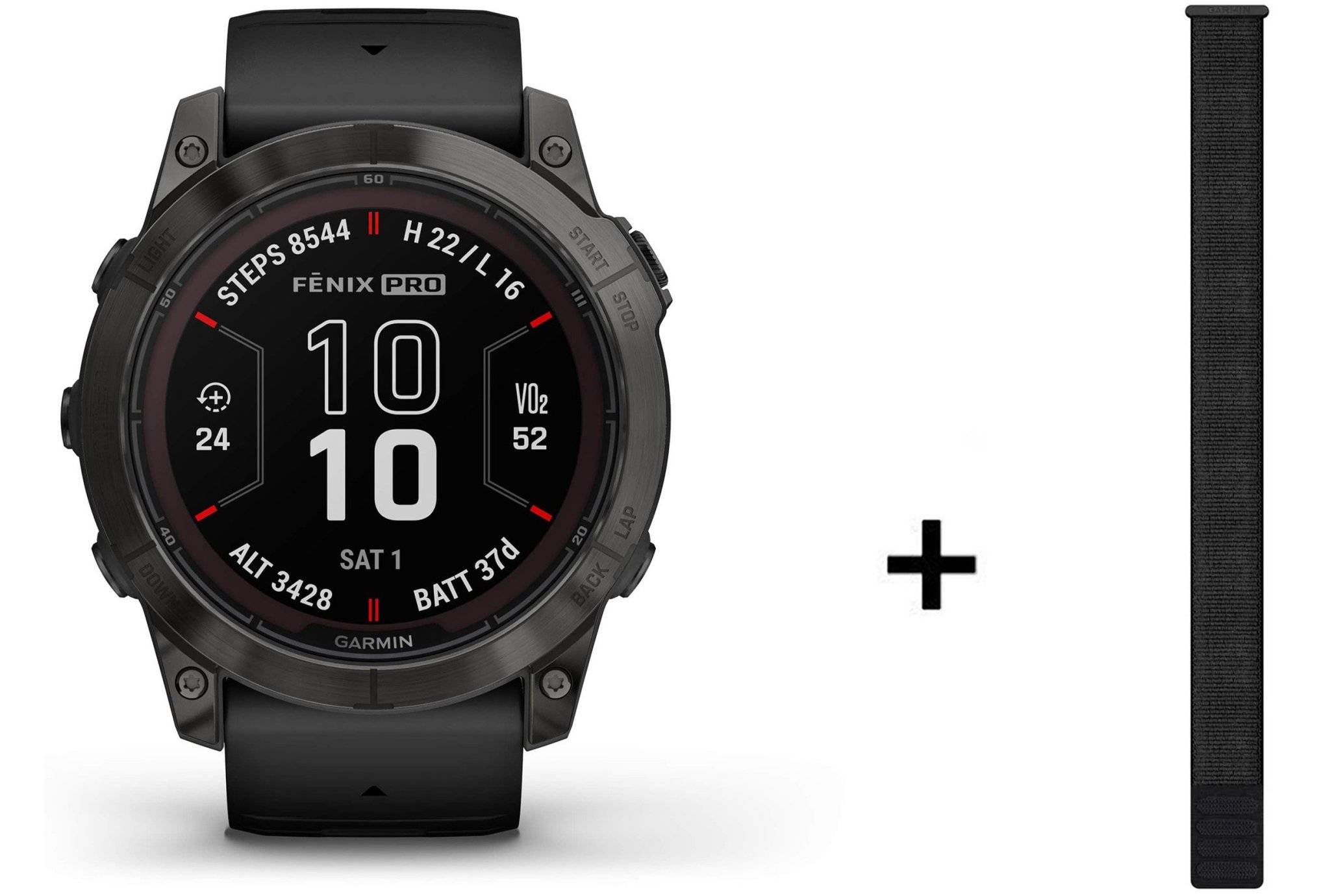 Garmin Fenix 7X Pro Sapphire Solar Titane + bracelet nylon noir
