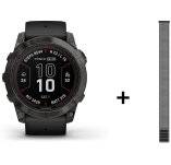 Garmin Fenix 7X Pro Sapphire Solar Titane + bracelet nylon gris