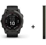 Garmin Fenix 7X Pro Sapphire Solar Titane + bracelet nylon kaki