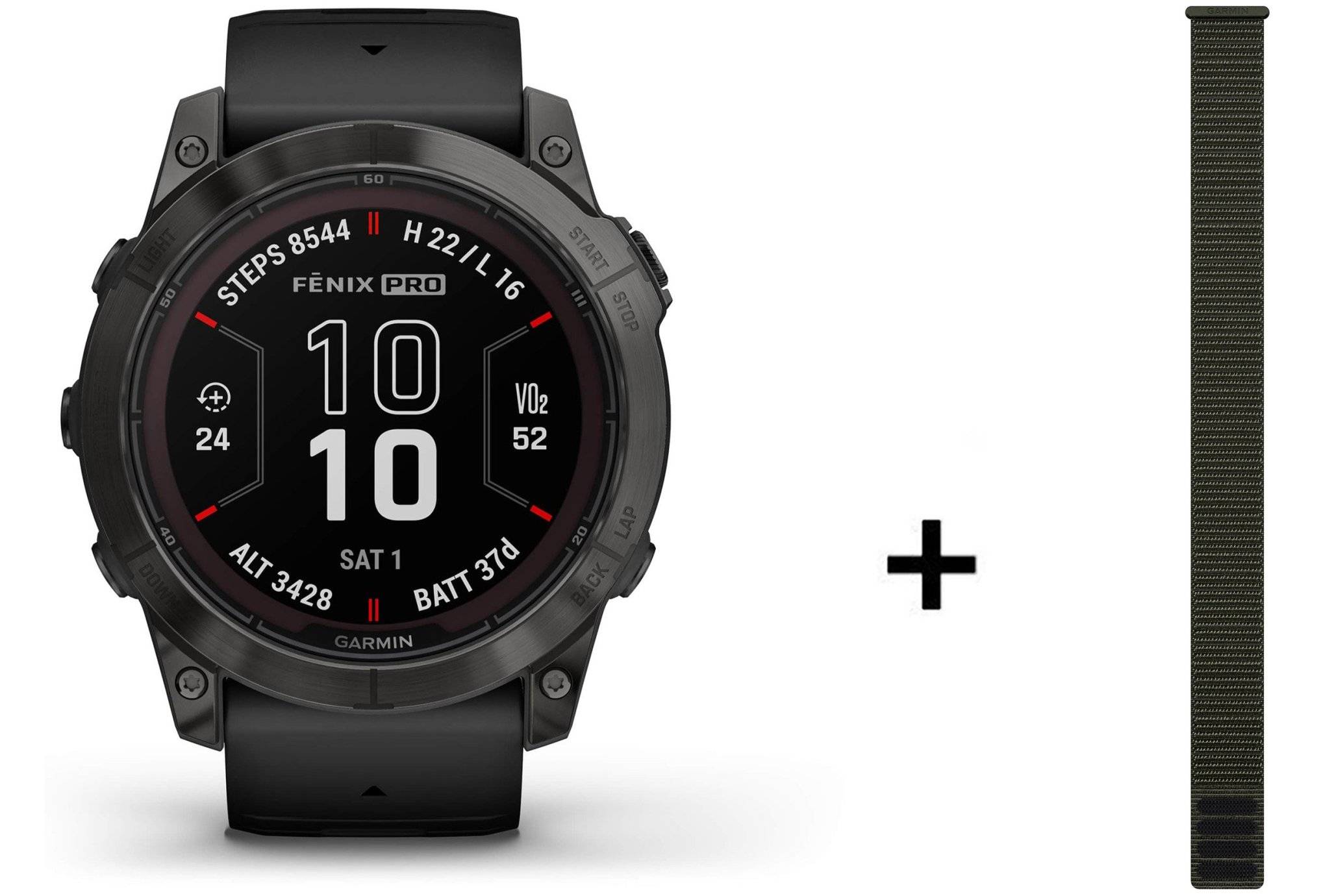 Garmin Fenix 7X Pro Sapphire Solar Titane + bracelet nylon kaki