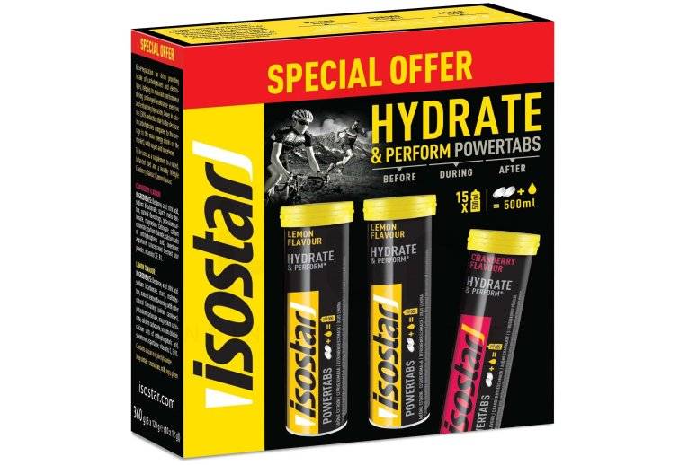 Isostar 2 Powertabs Fast Hydration - Citron + 1 Powertabs Antioxydant - Cranberry offert 