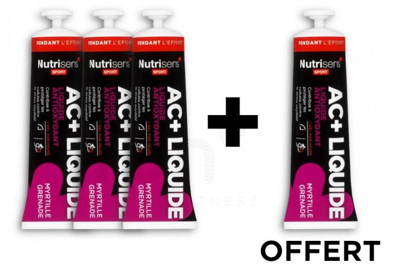 Nutrisens Sport tui 3 Gels + 1 offert AC+ Anti-oxydant Liquide - Myrtille/Grenade 