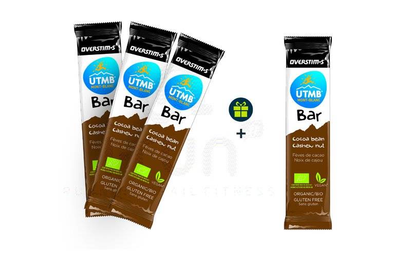 OVERSTIMS Pack de 3 UTMB Bar Bio + 1 offerte - F�ves de cacao/Noix de cajou 