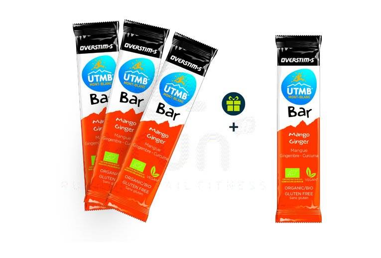 OVERSTIMS Pack de 3 UTMB Bar Bio + 1 offerte - Mangue/Gimgembre/Curcuma 