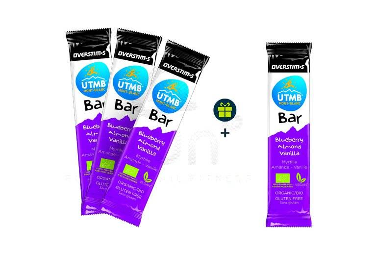 OVERSTIMS Pack de 3 UTMB Bar Bio + 1 offerte - Myrtille/Amande/Vanille 