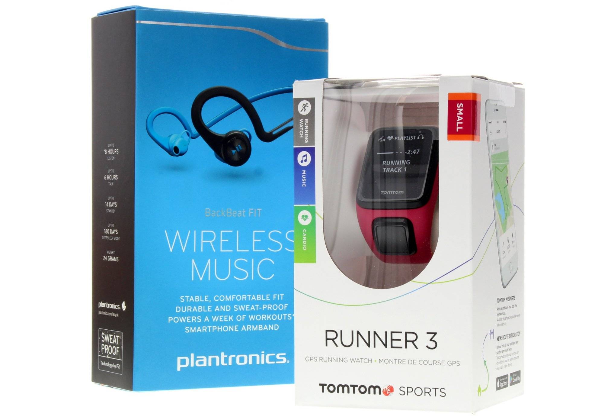 Tomtom Pack Runner 3 Cardio-Music + Casque Plantronics - Small 